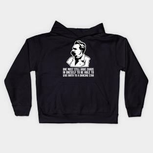 Nietzsche Chaos In Your Soul Quote Portrait Graphic Kids Hoodie